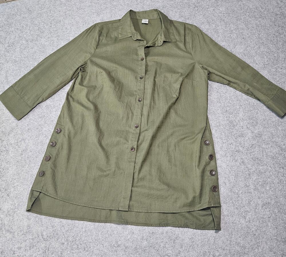 East 5th Olive Green Cotton Side Button Tunic Medium